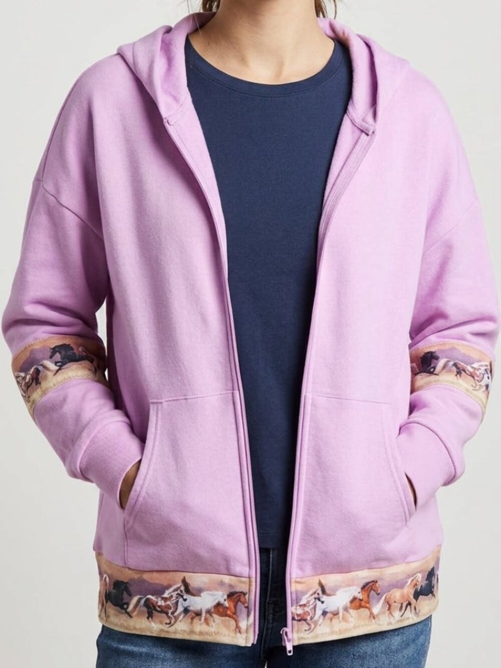 sweatshirt  Jacket with Horse Print